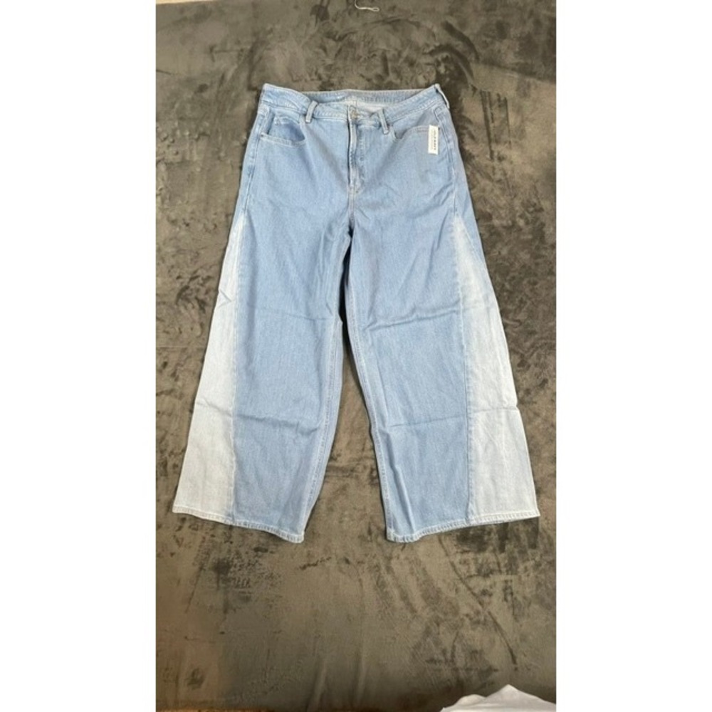 Old Navy Extra High-Rise Super Wide-Leg Drapey Denim Two-Tone Jeans 18 REG NEW